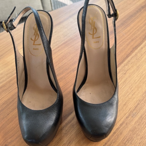 Yves Saint Laurent - Black, Platform, Sling Back Stiletto - Size 37 (US - 7) - Picture 3 of 10